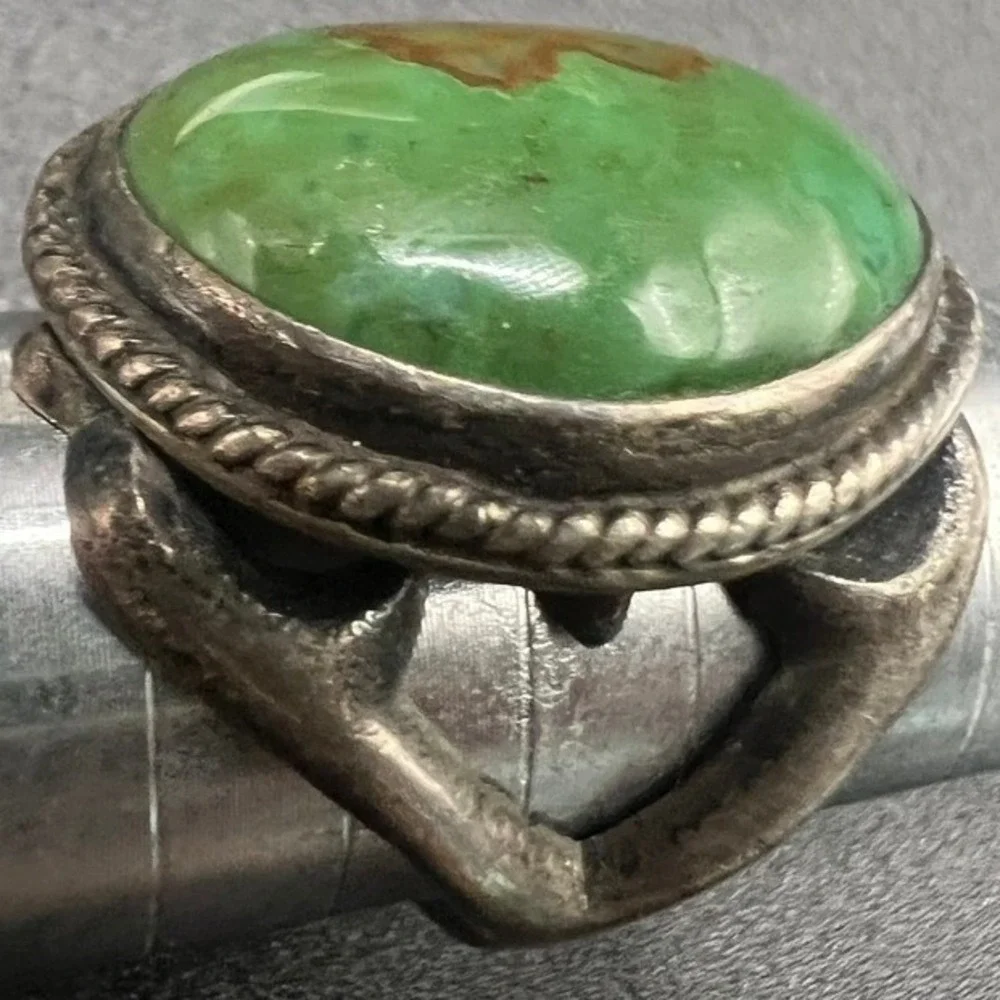 Vintage Sterling Silver Turquoise Ring Southwestern Sz 7.5 13g‎ READ